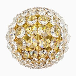 Crystal & Gilt Brass Flush Mount from Palwa, Germany, 1970s-BMM-1727812