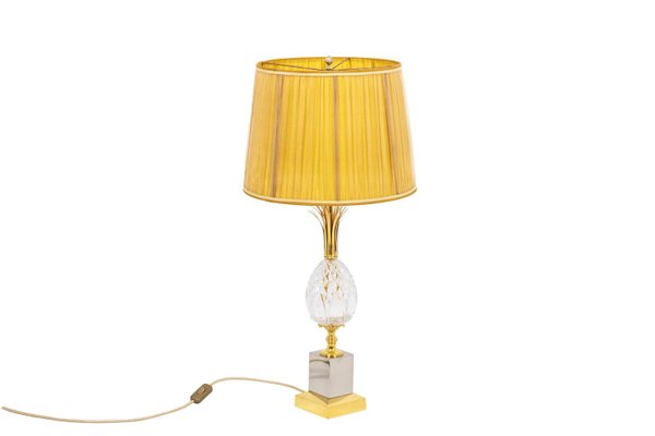 Crystal Gilt & Silvered Metal Pineapple Lamp, 1970s-CEJ-1151461