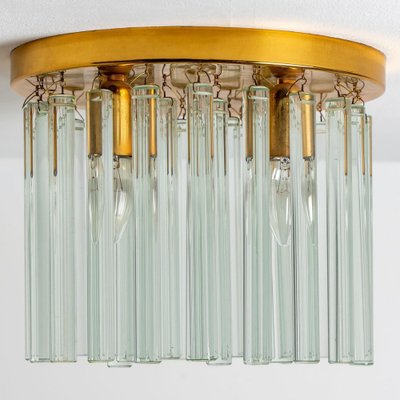 Crystal Glass and Brass Flush Mount attributed to Ernst Palme, 1970s-VDW-1403250