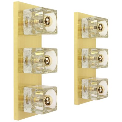 Crystal, Glass and Brass Wall Sconces from Peill & Putzler, Germany, Set of 2-UGR-1085963