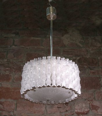 Crystal Glass and Chrome Drum Pendant Lamp by J. T. Kalmar for Kalmar, 1960s-DEK-546799