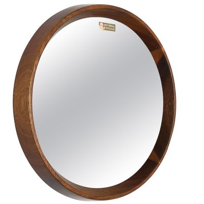 Crystal Glass and Oak Wood Mirror from Luxus Vittsjö, 1960s-QZ-1158056