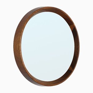 Crystal Glass and Oak Wood Mirror from Luxus Vittsjö, 1960s-QZ-1158056