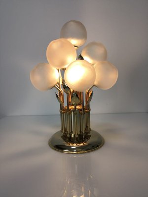 Crystal Glass & Brass Apple Table Lamp, 1970s-JJT-888701