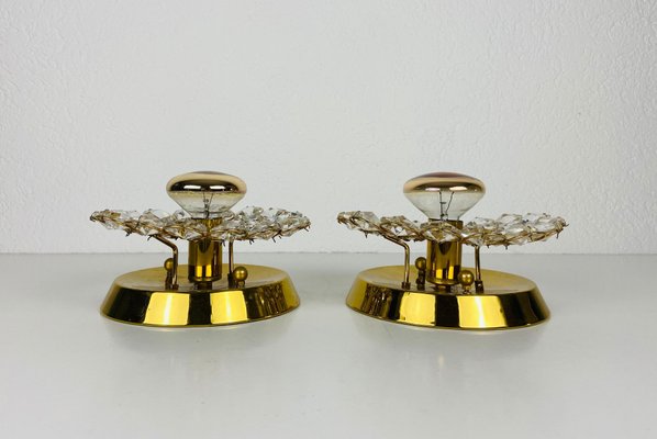 Crystal Glass Sconces from Palwa, Germany, 1960s, Set of 2-PUK-931380