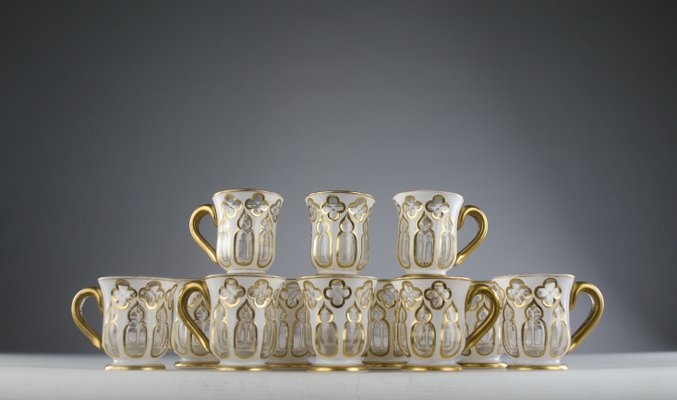 Crystal Overlay Coffee Service from Saint-Louis, France, 1800s, Set of 12-KEM-2040383