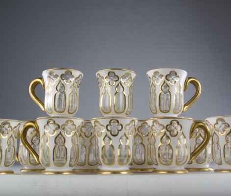 Crystal Overlay Coffee Service from Saint-Louis, France, 1800s, Set of 12-KEM-2040383