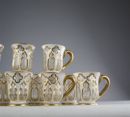 Crystal Overlay Coffee Service from Saint-Louis, France, 1800s, Set of 12-KEM-2040383