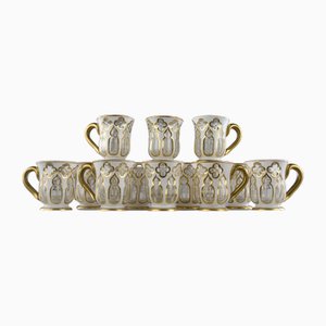 Crystal Overlay Coffee Service from Saint-Louis, France, 1800s, Set of 12-KEM-2040383