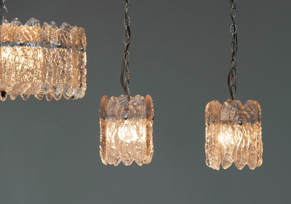 Crystal Pendant with Bar Lights by Carl Fagerlund from Orrefors, 1960s, Set of 3-JE-1738632