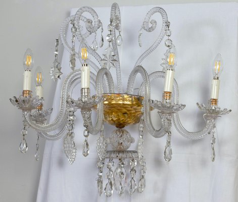 Crystal Scones or Wall Lights, Italy, 1940s, Set of 2-MBH-2022354