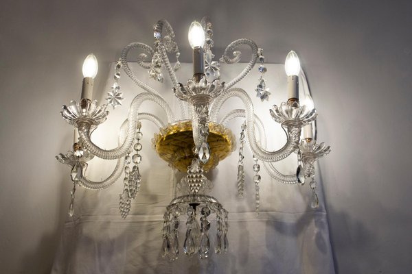 Crystal Scones or Wall Lights, Italy, 1940s, Set of 2-MBH-2022354