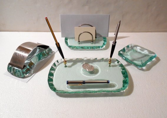 Crystal Tabletop Set by Pietro Chiesa for Fontana Arte, 1930s, Set of 4-EI-232282