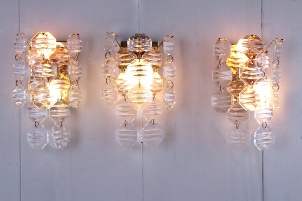 Crystal Wall Lamps from J.T. Kalmar, 1960s, Set of 3-EZZ-1138728