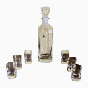 Crystal Whiskey Decanter With 6 Glasses by Luigi Bormioli, 1970s, Set of 7-OJT-1133749