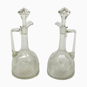 Crystal Wine or Liqueur Bottles With Diamond Cut Sharpening, Set of 2-UCH-1224805