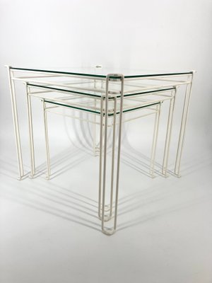 Cube-Shaped Nesting Tables in Metal and Glass, Set of 3-CZ-2018390