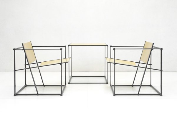 Cubic FM60 Chairs & Table by Radboud van Beekum for Pastoe, 1980s, Set of 3-SES-1007350