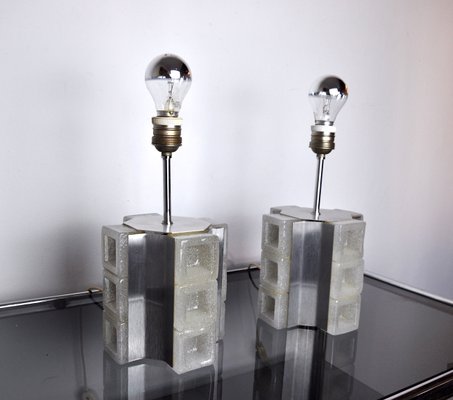 Cubic Lamps in Murano Glass by Albano Poli for Poliarte, Italy, 1960s, Set of 2-EJE-1373506