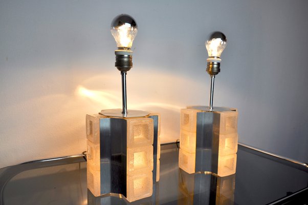 Cubic Lamps in Murano Glass by Albano Poli for Poliarte, Italy, 1960s, Set of 2-EJE-1373506