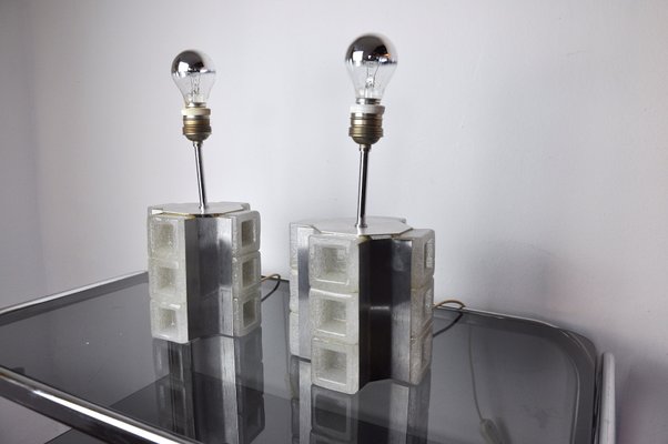 Cubic Lamps in Murano Glass by Albano Poli for Poliarte, Italy, 1960s, Set of 2-EJE-1373506