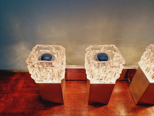 Cubic Wall Lights in Brushed Aluminum and Crystal by Gaetano Sciolari, 1970s, Set of 2-FAX-2027953