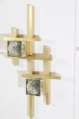 Cubic Wall Sconces attributed to Sciolari, Italy, 1970s, Set of 2-FO-1409805