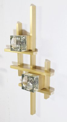 Cubic Wall Sconces attributed to Sciolari, Italy, 1970s, Set of 2-FO-1409805