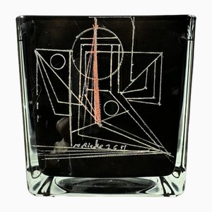 Cubist Black Opaline Vase by Anatole Riecke, 1959-OL-1767675