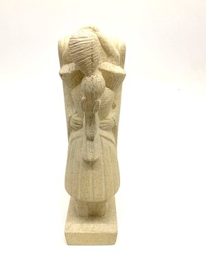 Cubist Brownstone Lovers Sculpture, 1930s-UWE-1349694