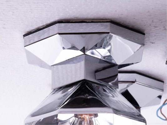 Cubist Chrome Flush Mounts or Sconces by Motoko Ishii for Staff, 1970s, Set of 9-DEK-932688