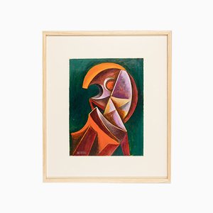 Cubist Portrait, Oil on Panel, Framed-GPP-1054040