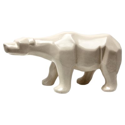 Cubist Style White Polar Bear with Crackle Glaze Ceramic Finish from L&V Ceram-MJY-1148775