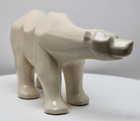 Cubist Style White Polar Bear with Crackle Glaze Ceramic Finish from L&V Ceram-MJY-1148775