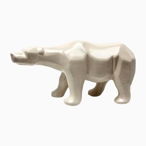 Cubist Style White Polar Bear with Crackle Glaze Ceramic Finish from L&V Ceram-MJY-1148775