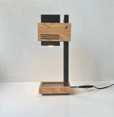 Cubist Table Lamp in Plywood and Steel by Claus Bolby for Cebo Industri, 1970s-LCR-1405553