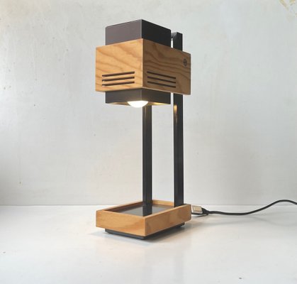 Cubist Table Lamp in Plywood and Steel by Claus Bolby for Cebo Industri, 1970s-LCR-1405553