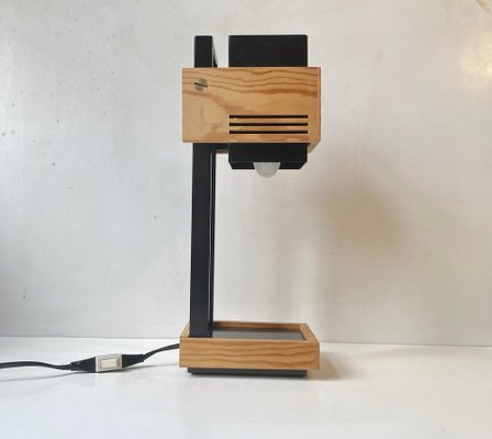 Cubist Table Lamp in Plywood and Steel by Claus Bolby for Cebo Industri, 1970s-LCR-1405553