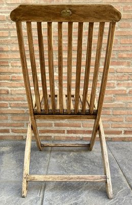 Cunard Line Teak Slat Back Deck Folding Chair from Scan Com, 1960s, Set of 2-NOU-889148