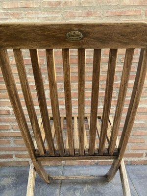 Cunard Line Teak Slat Back Deck Folding Chair from Scan Com, 1960s, Set of 2-NOU-889148