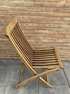 Cunard Line Teak Slat Back Deck Folding Chair from Scan Com, 1960s, Set of 2-NOU-889148