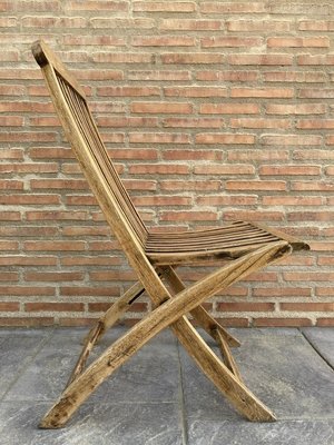 Cunard Line Teak Slat Back Deck Folding Chair from Scan Com, 1960s, Set of 2-NOU-889148