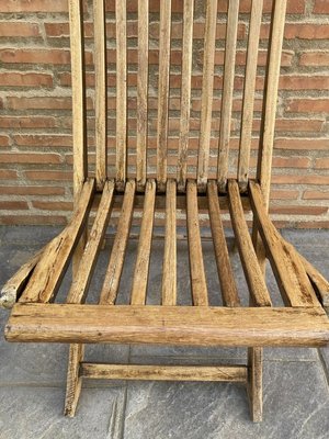 Cunard Line Teak Slat Back Deck Folding Chair from Scan Com, 1960s, Set of 2-NOU-889148