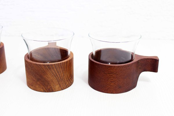 Cups in Teak, Set of 6-BQF-1176701