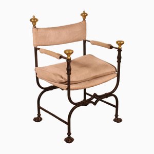 Curule Armchair in Wrought Iron and Bronze-HPU-2027662