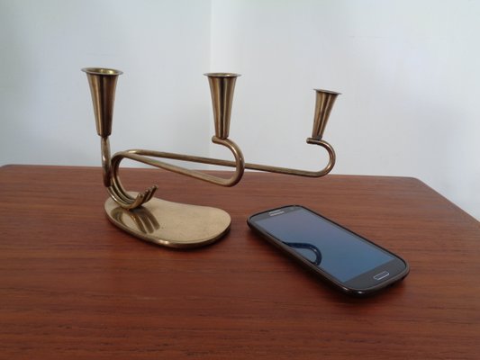 Curved Brass Candleholder, 1950s-RDW-646424