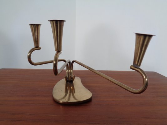 Curved Brass Candleholder, 1950s-RDW-646424