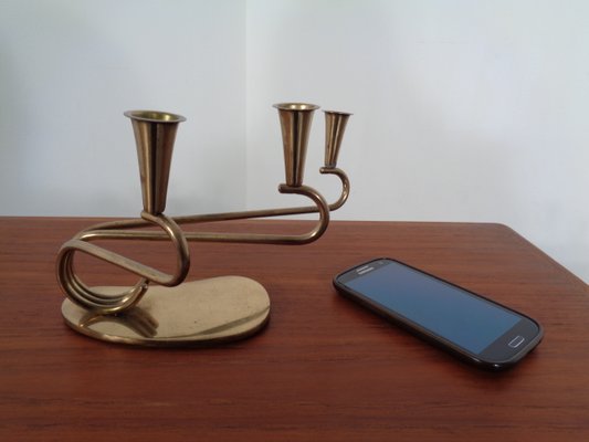 Curved Brass Candleholder, 1950s-RDW-646424