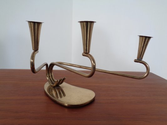 Curved Brass Candleholder, 1950s-RDW-646424