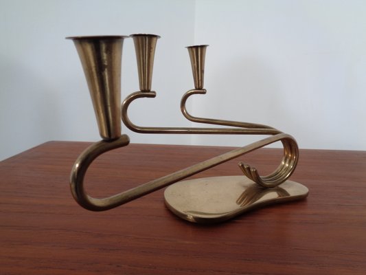 Curved Brass Candleholder, 1950s-RDW-646424